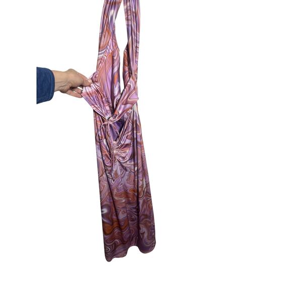 House of CB Kasia Purple Swirl Cutout Midi Dress Sz. L - Picture 5 of 9
